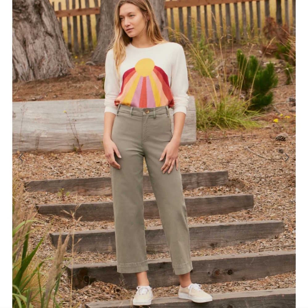Marine Layer Pants Womens Size 14 Shadow Bridget Wide Leg Crop Cotton Preppy$128